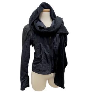 Black Women’s Jacket with Matching Scarf - Classic Lightweight Coat